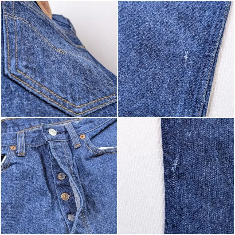 Vintage Levi's 501xx Fuzzy Dark Wash Button Fly Jeans Size 30*34 Made in USA